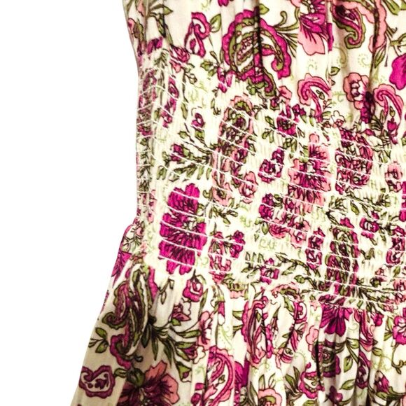 Anthropologie Patrons of Peace Tiered Mini Dress Sz S Floral Smock Waist Purple - Picture 4 of 8
